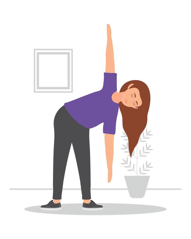 mujer haciendo yoga vector