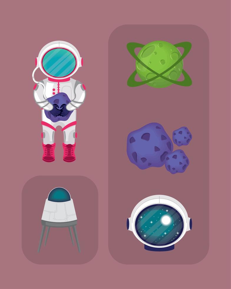 icons space cartoon vector