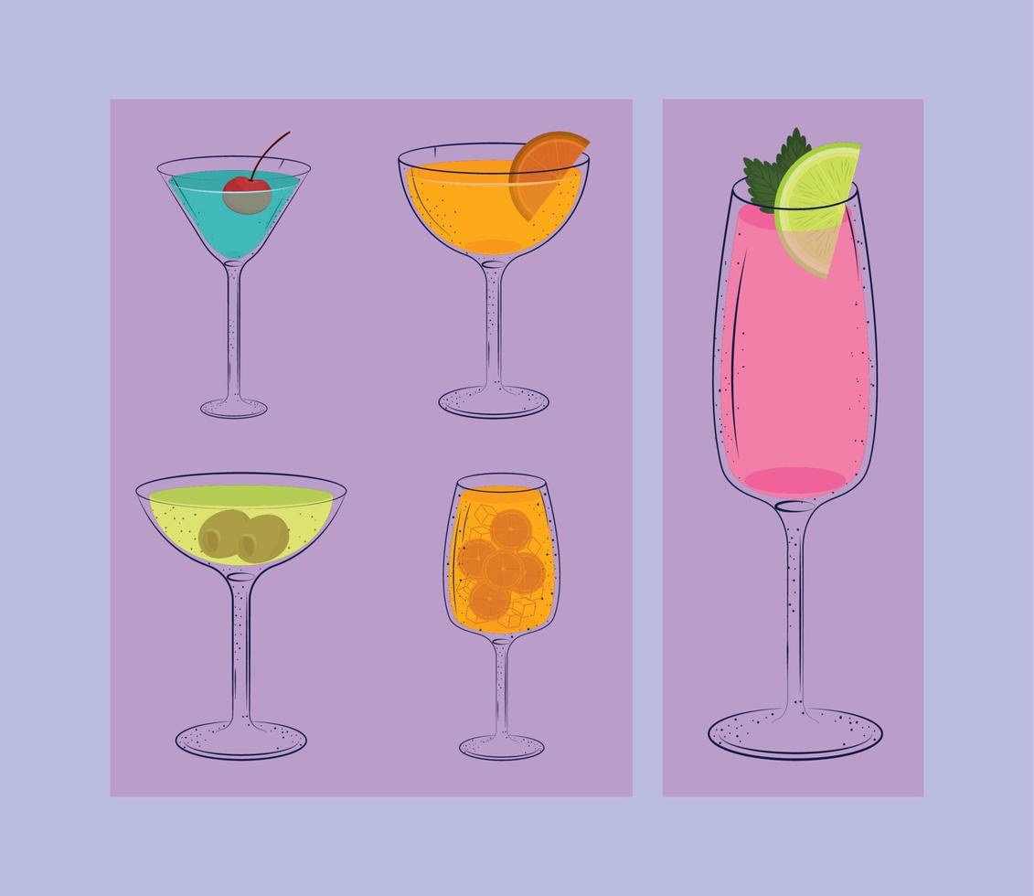 icons cocktails drink vector