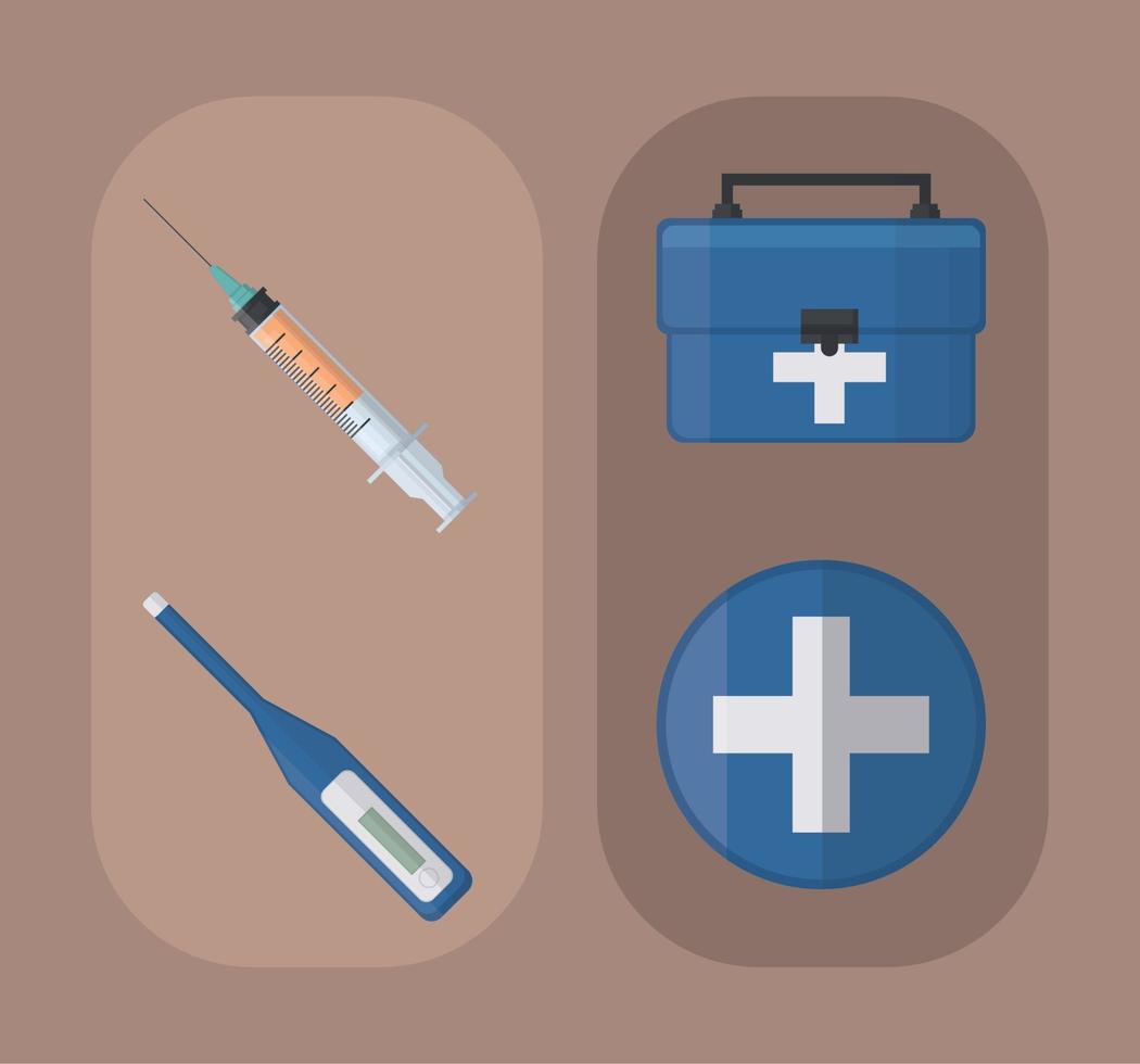 set of medicine kit vector