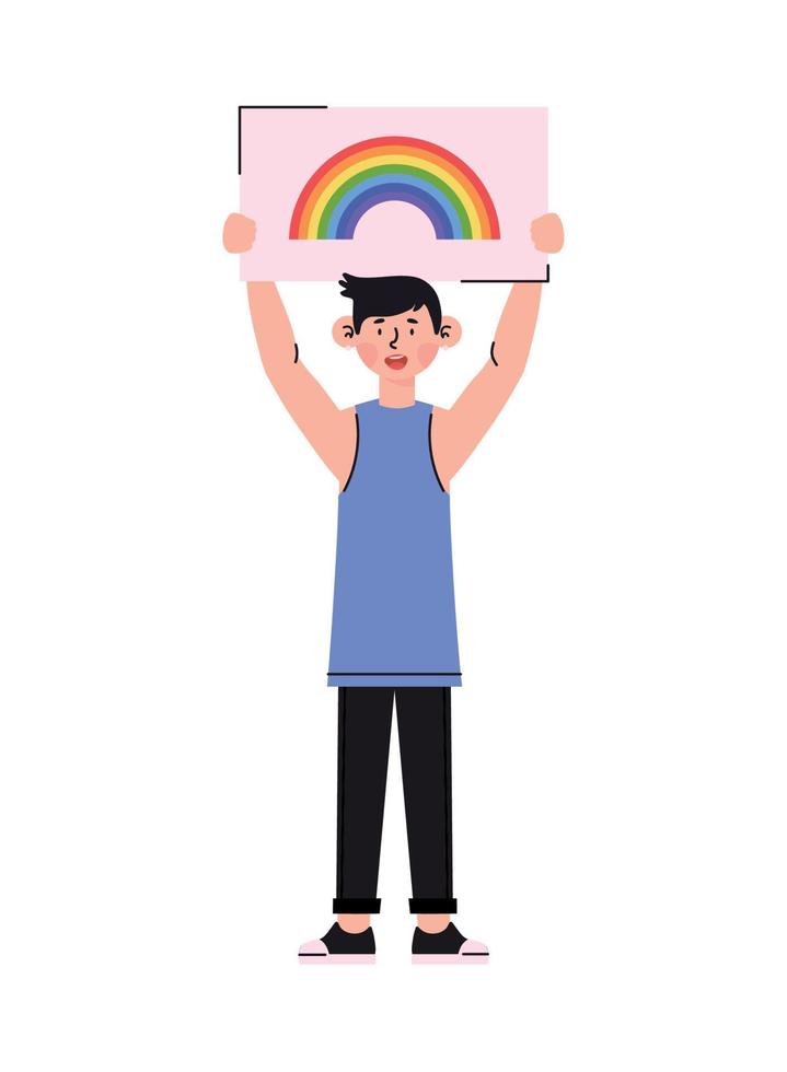 boy with a gay flag vector