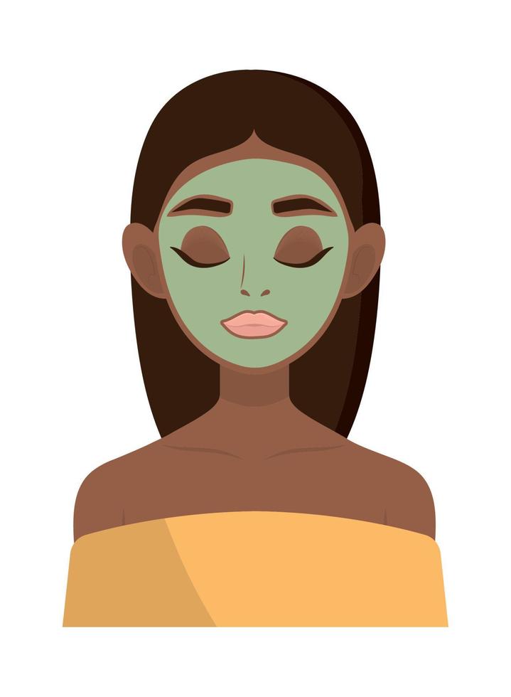 girl with skin care mask vector