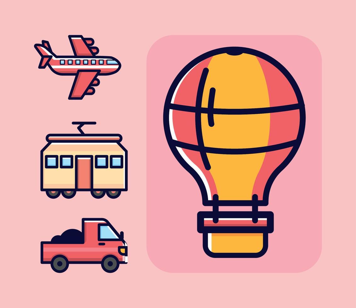 iconos transporte dibujos animados vector