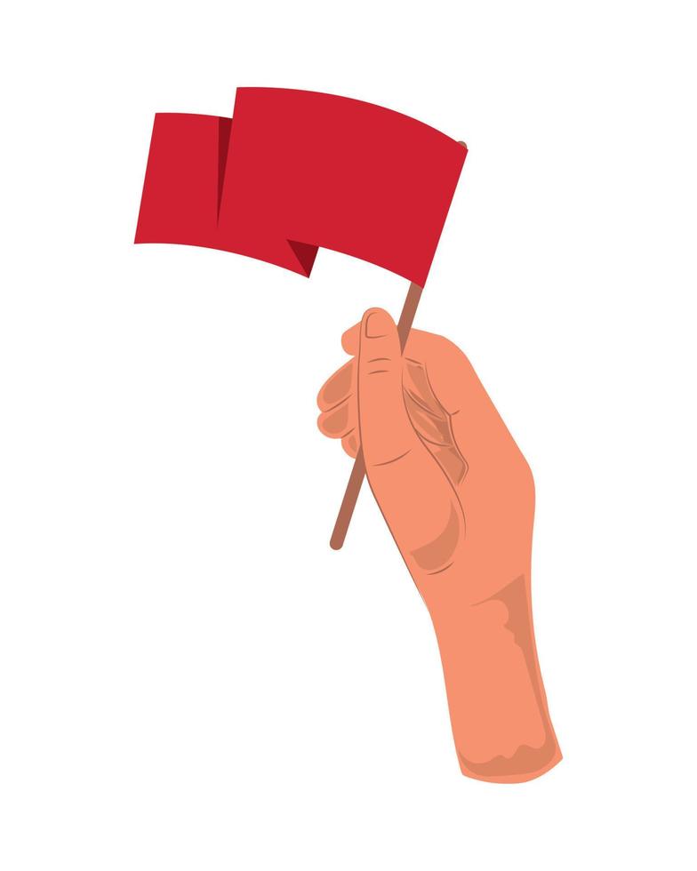 raised hand with red flag vector