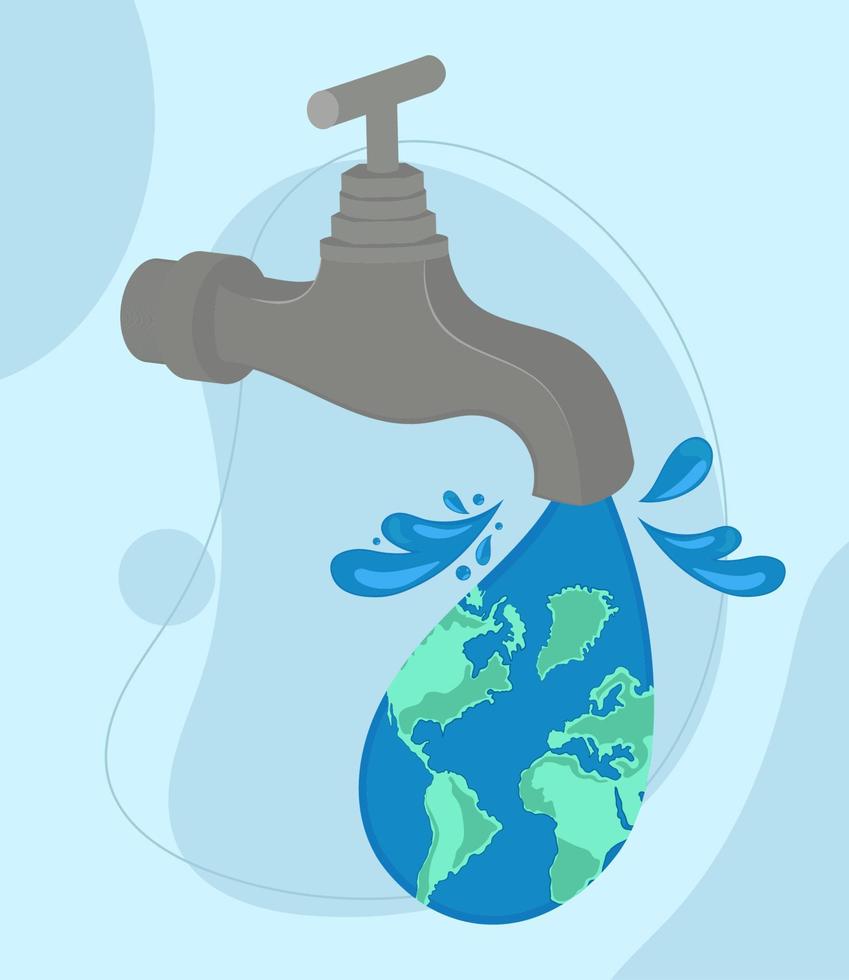 water tap with the world vector