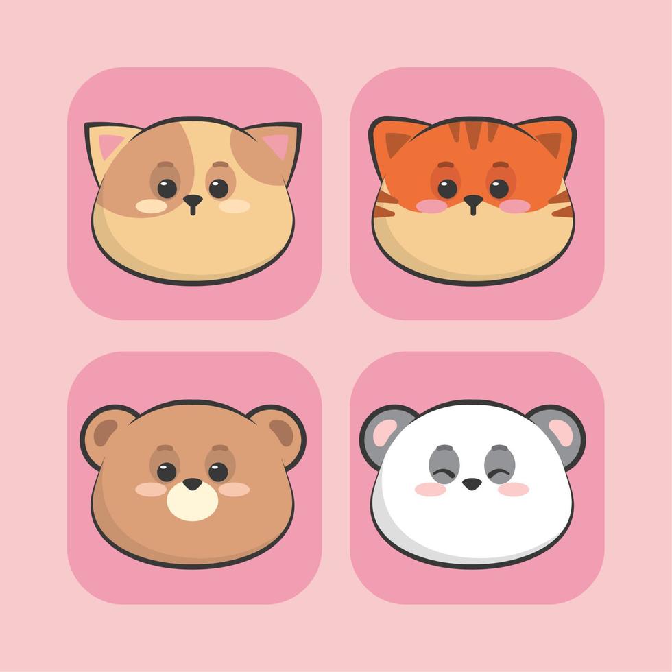 cute kawaii animals vector