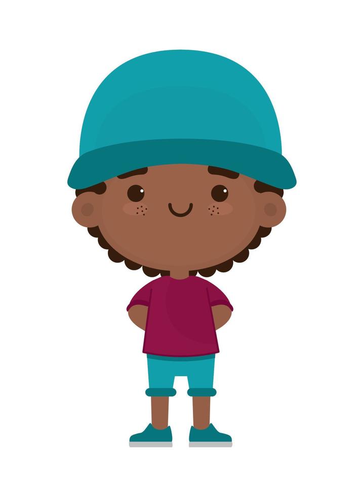 kawaii boy with hat vector