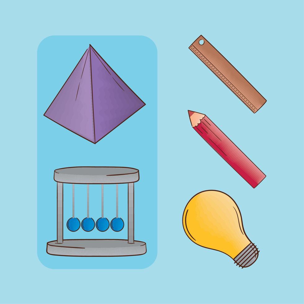 school supplies icons set vector