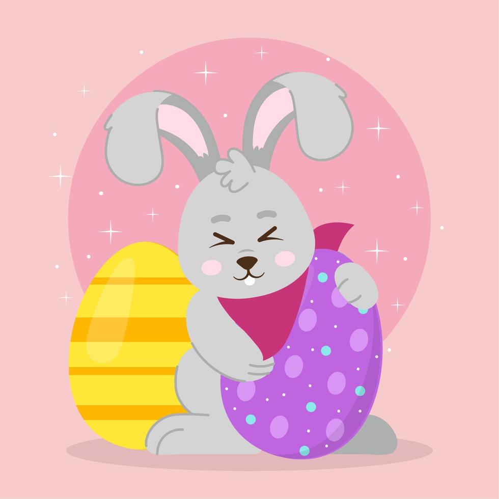 rabbit embracing an easter egg vector