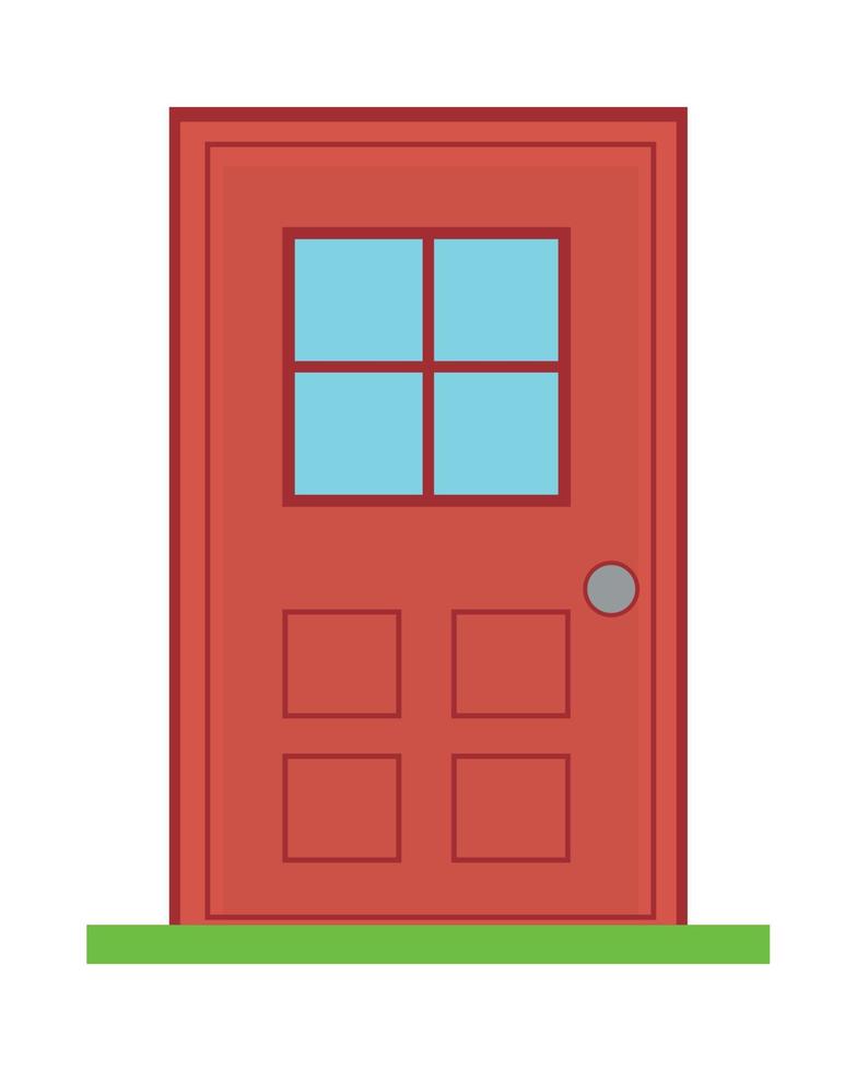puerta roja casa vector