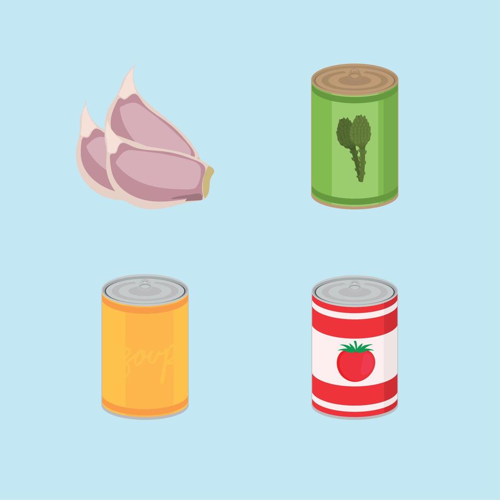 garlic and canned food vector