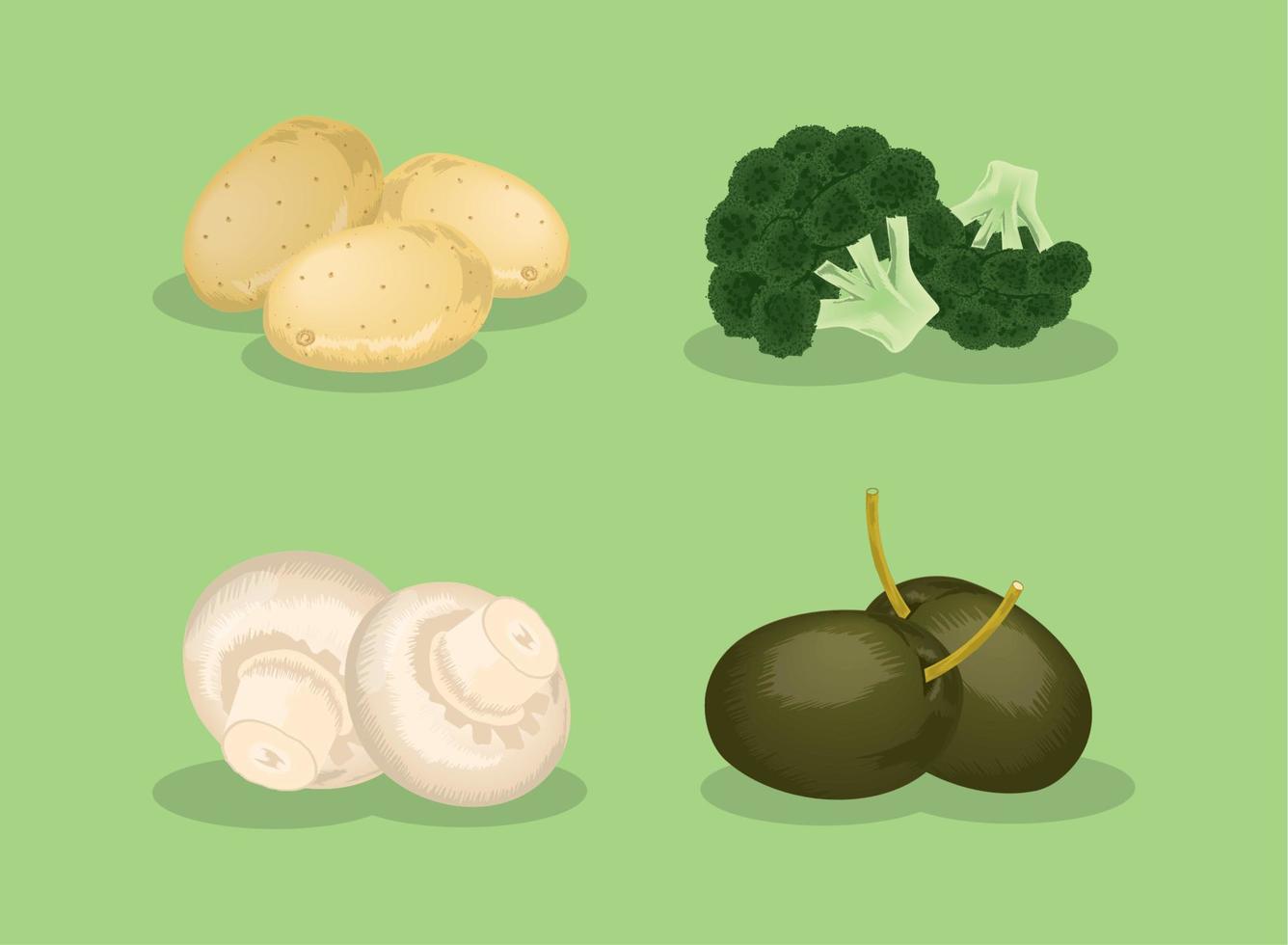 icon set vegetables vector
