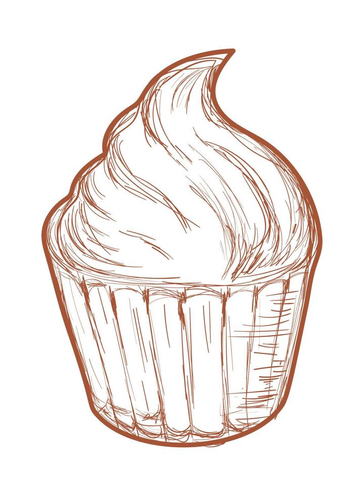 icono de garabato de cupcake vector