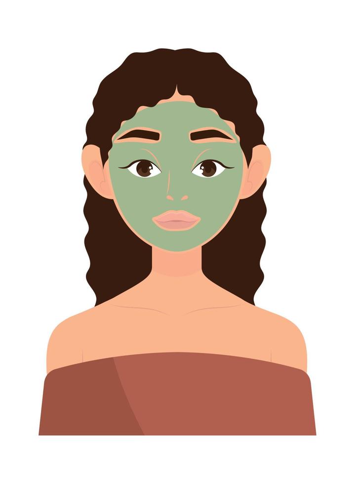 young woman with facial mask vector