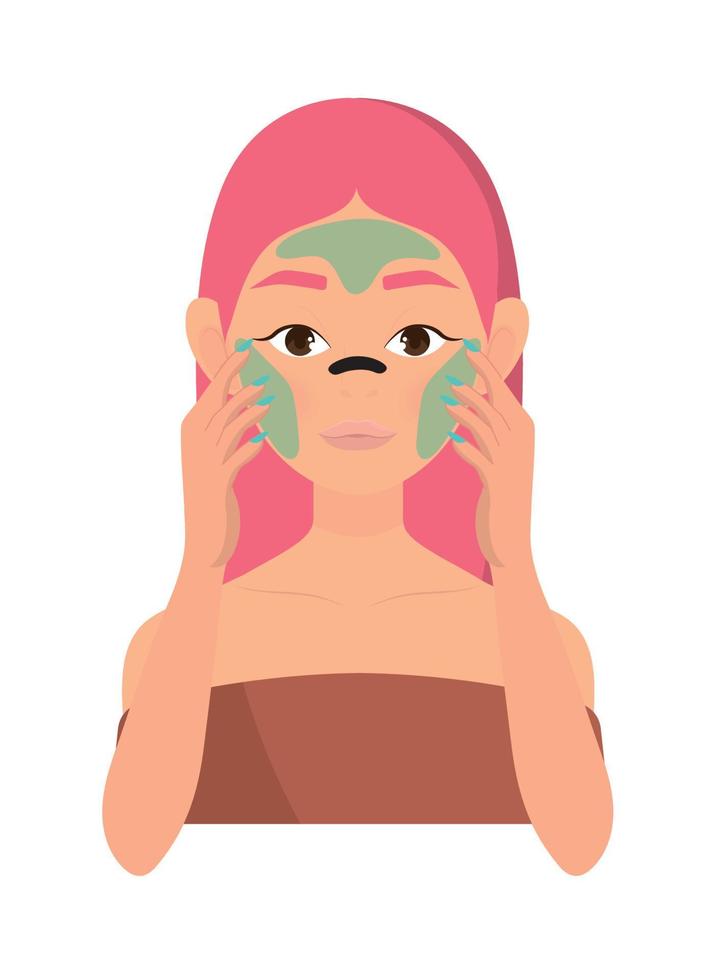 woman skin care routine vector