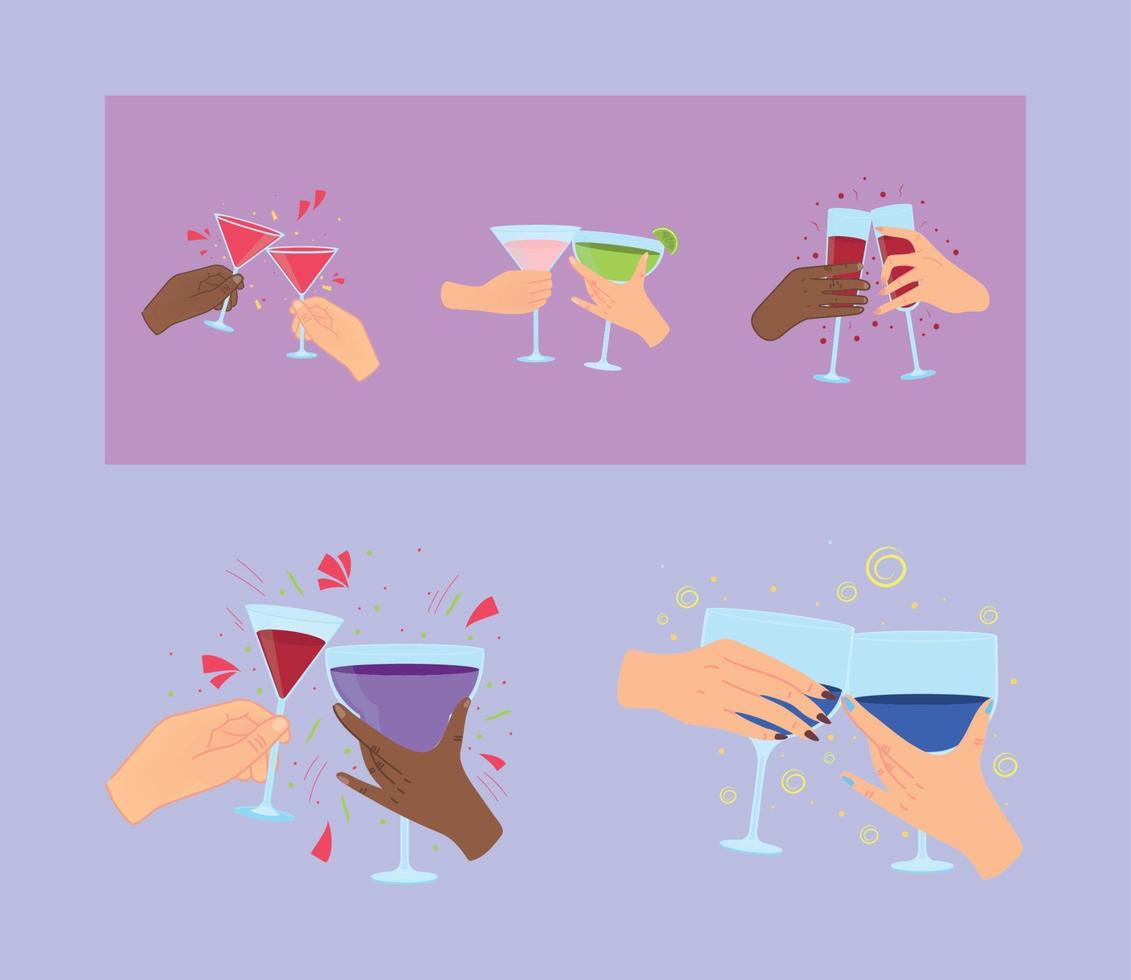 set of cheers drinks vector