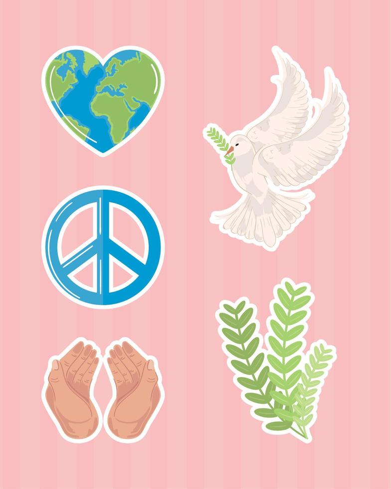 set stickers of peace vector