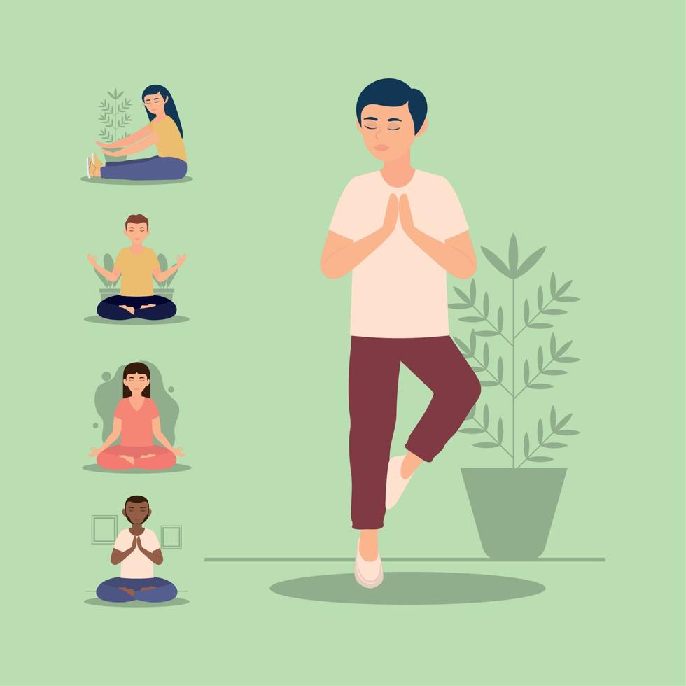people and yoga vector