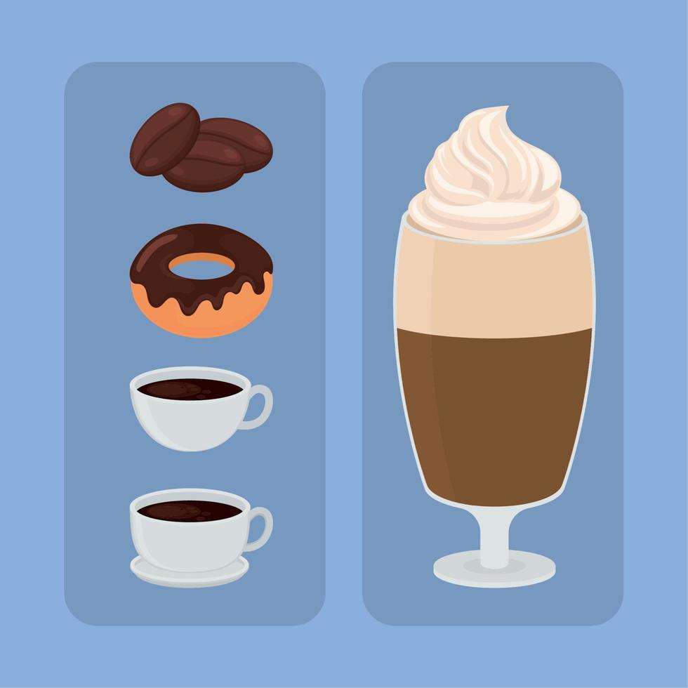 icons coffee beverages vector