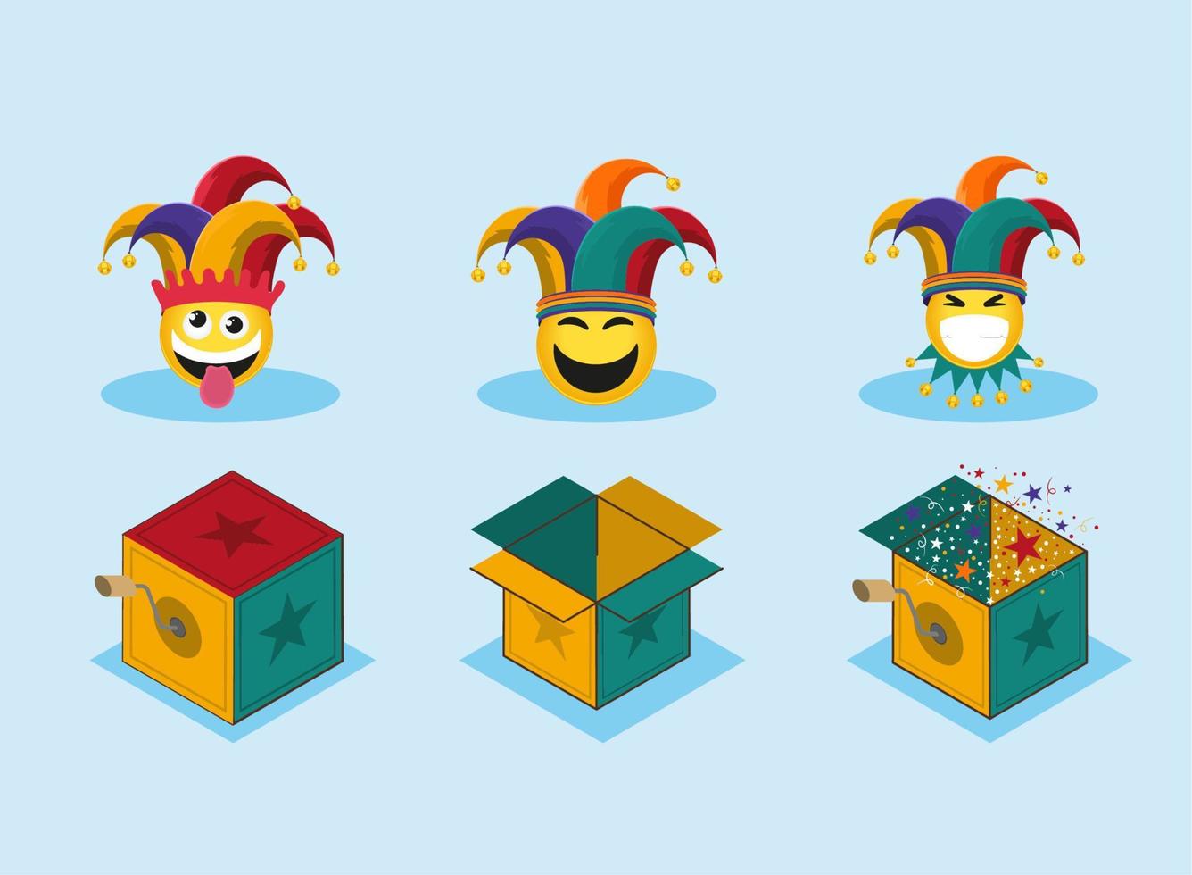 fools day jester and boxes vector