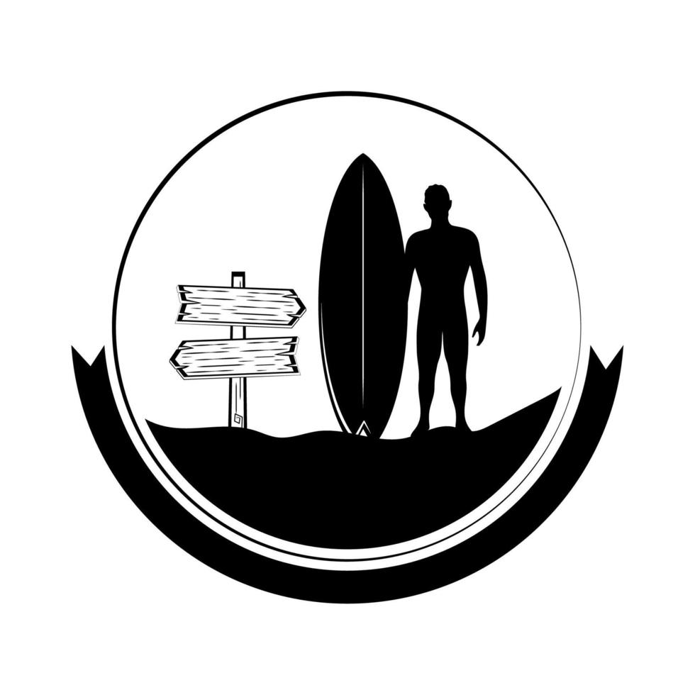 surfista y tabla de surf vector