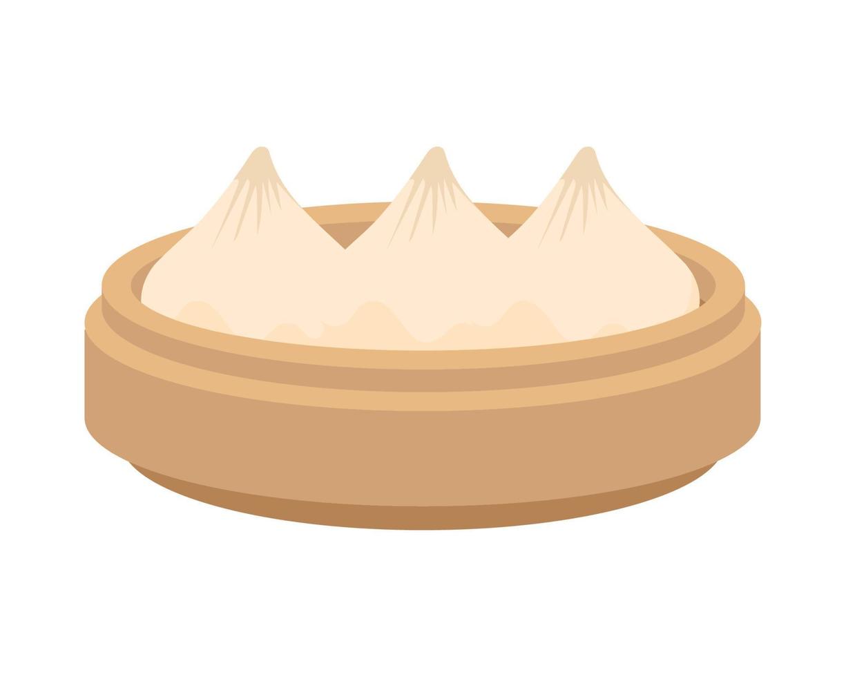 dumplings in bamboo steamer vector