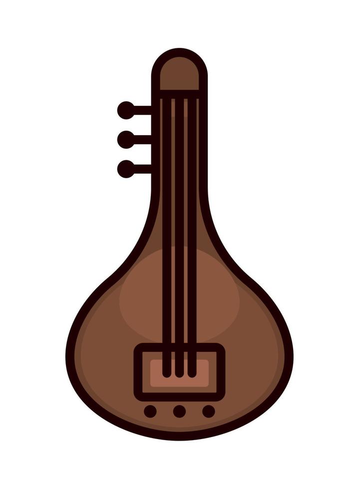 instrumento musical sitar vector