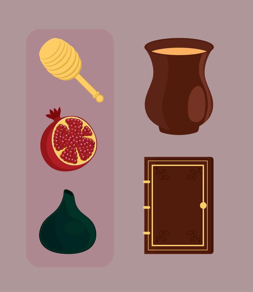 set of rosh hashanah vector