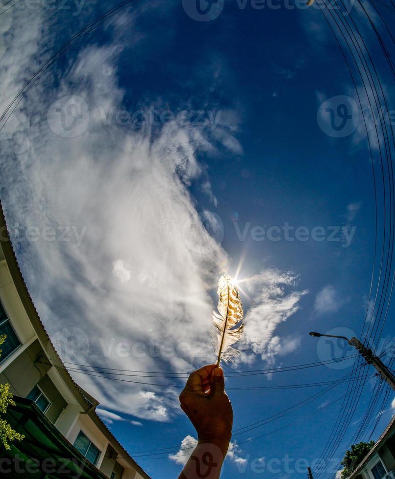 white clouds in the blue sky photo