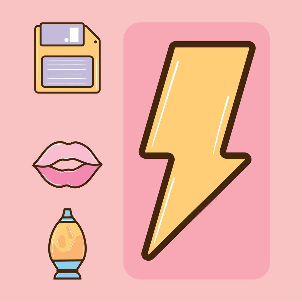 set of 90s retro vector