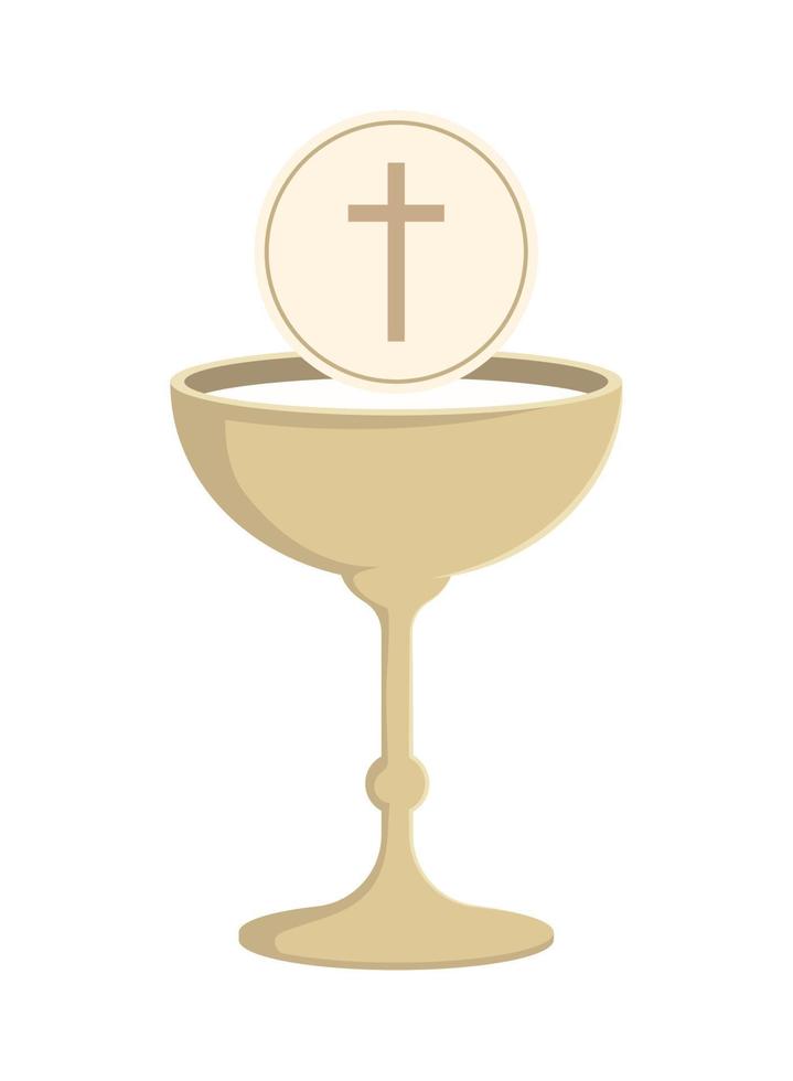 catholic chalice with wine vector