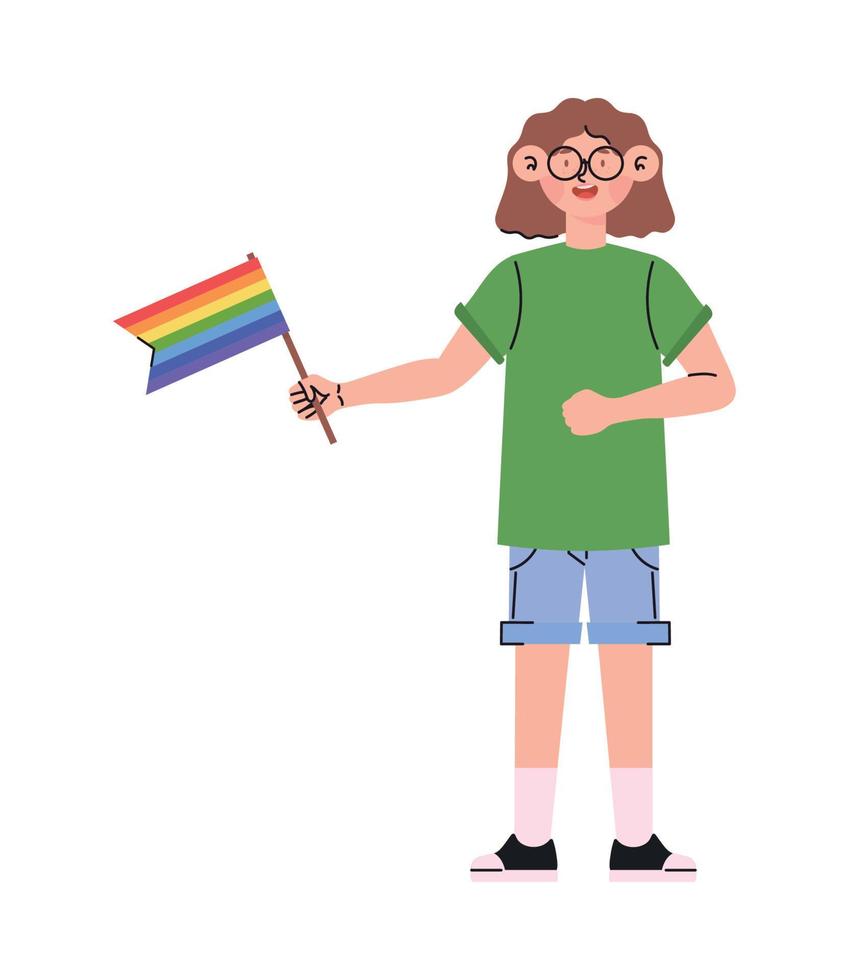 girl with pride flag vector