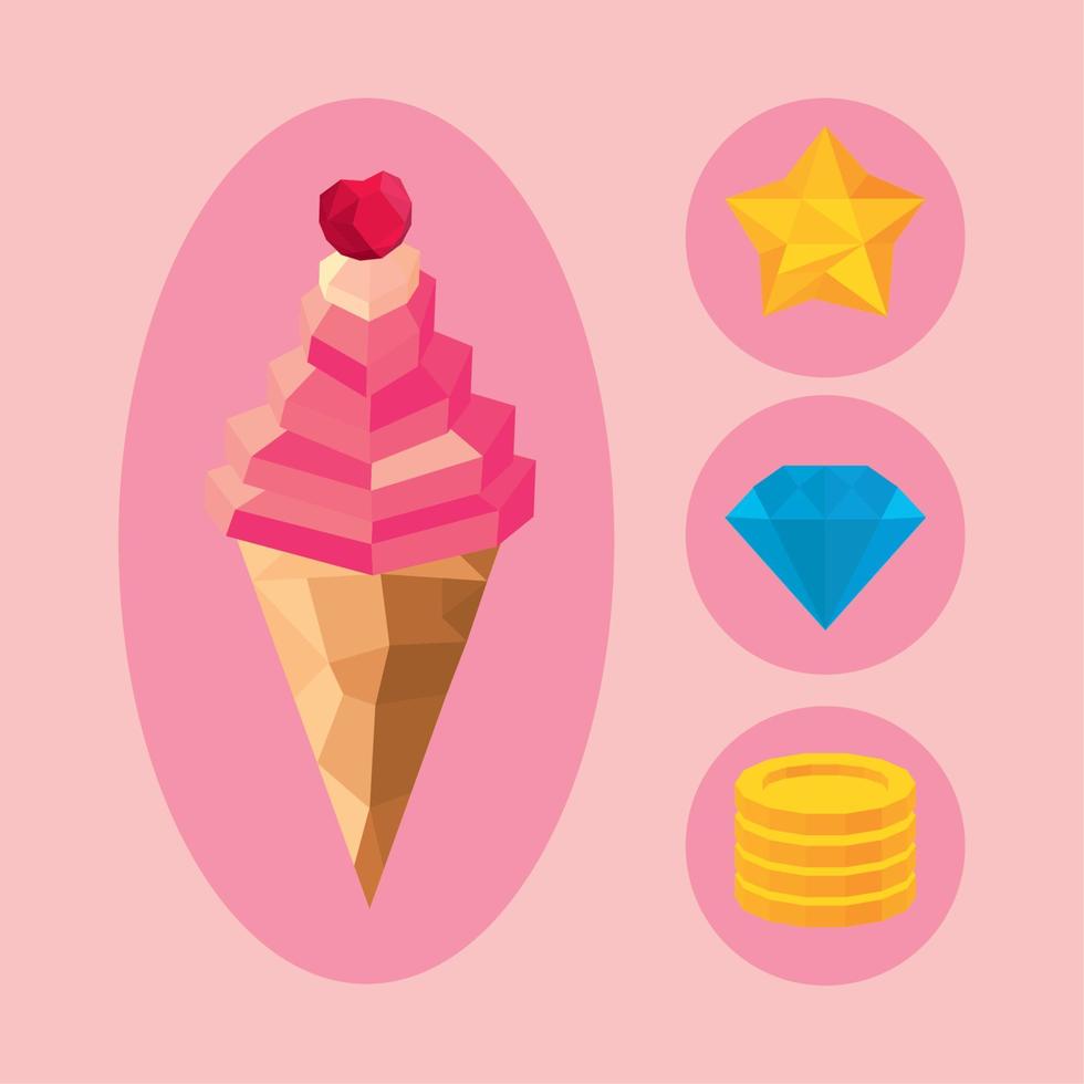 set low poly design vector