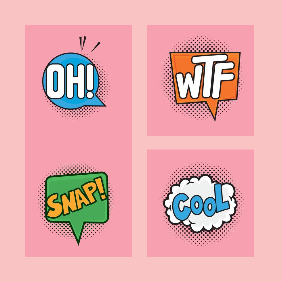 set comic pop art vector