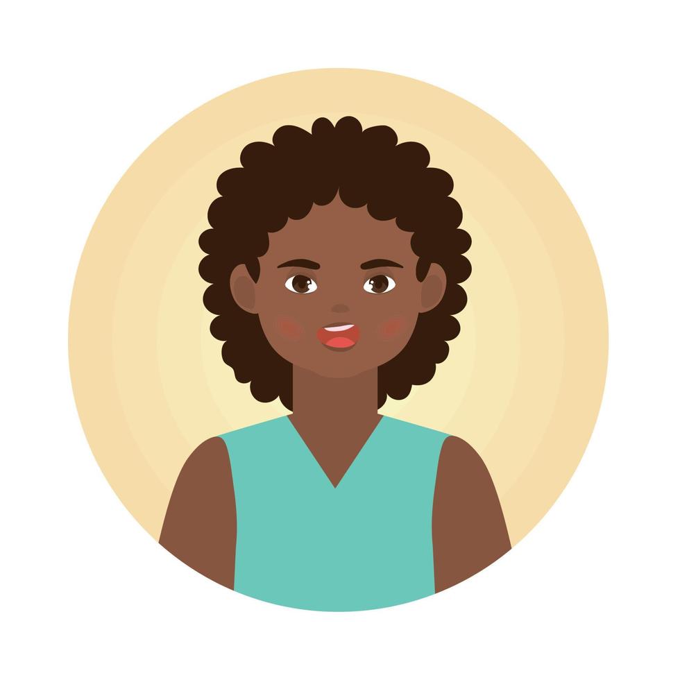 avatar mujer con cabello rizado vector