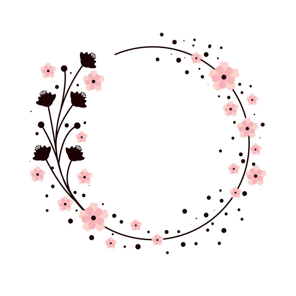 flowers circle border vector