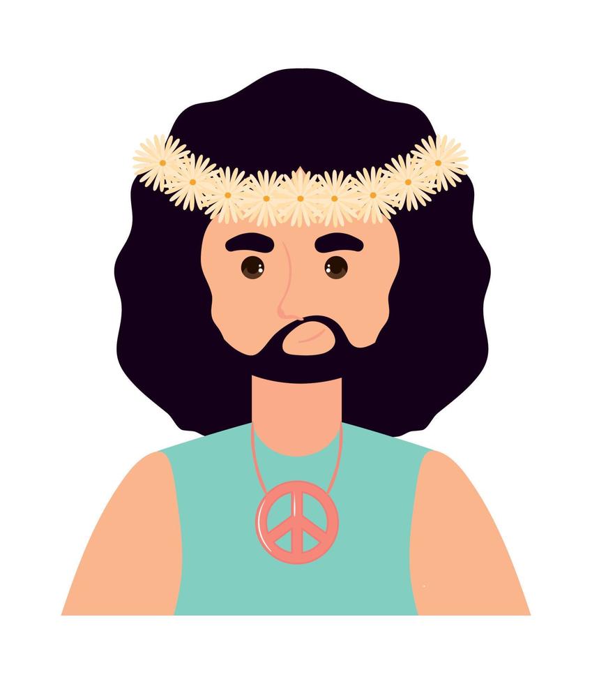 bearded hippie man vector
