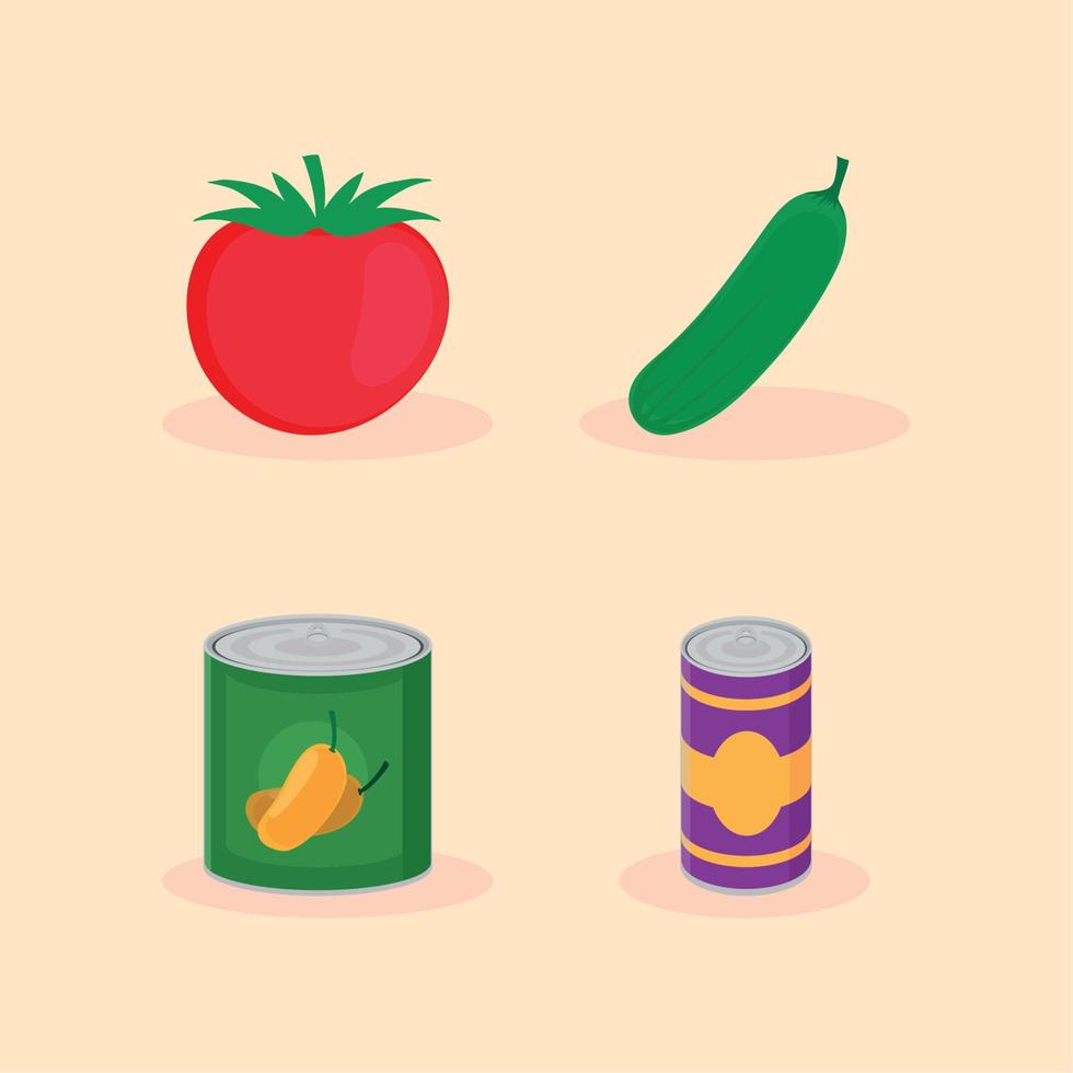 canned food and vegetables vector