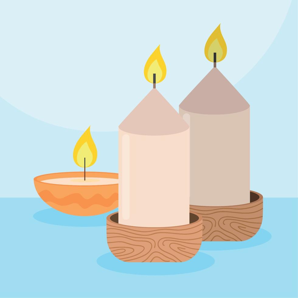 velas perfumadas encendidas vector