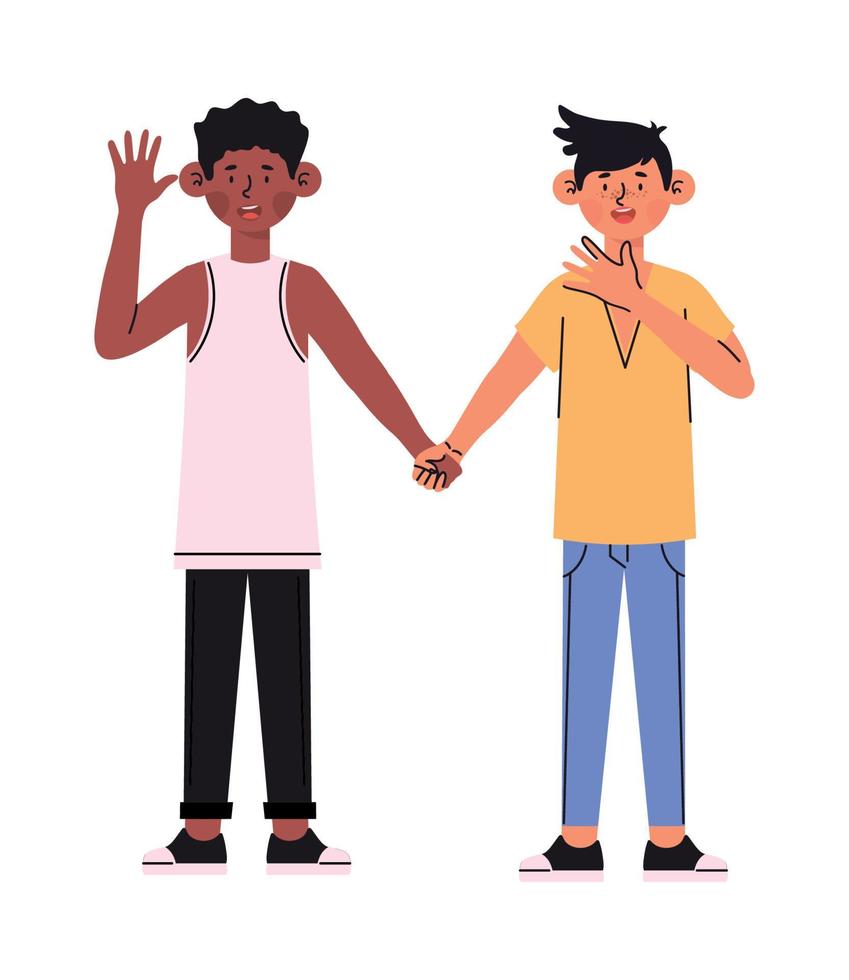 gay couple holding hands vector