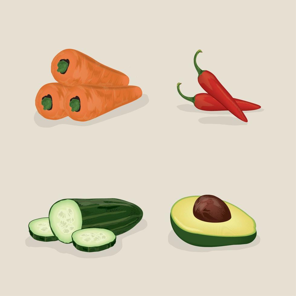 set of vegetables vector