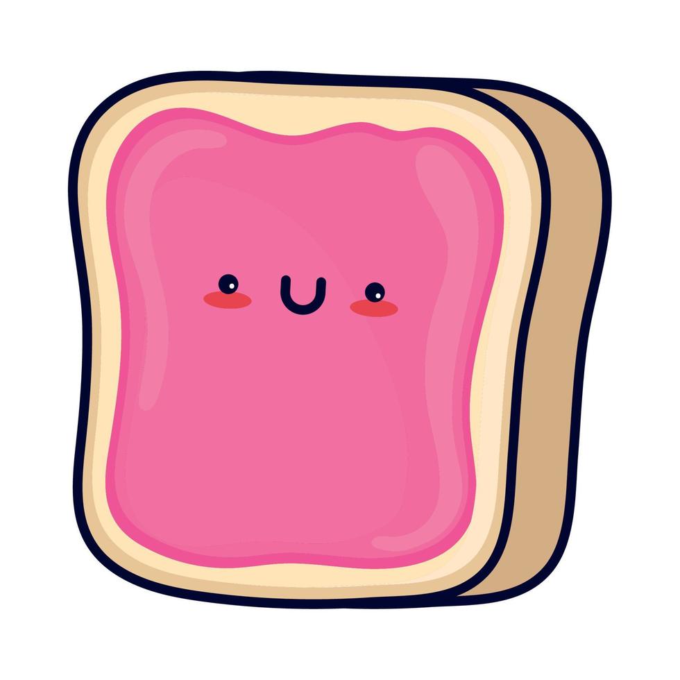 comida kawaii pan con mermelada vector