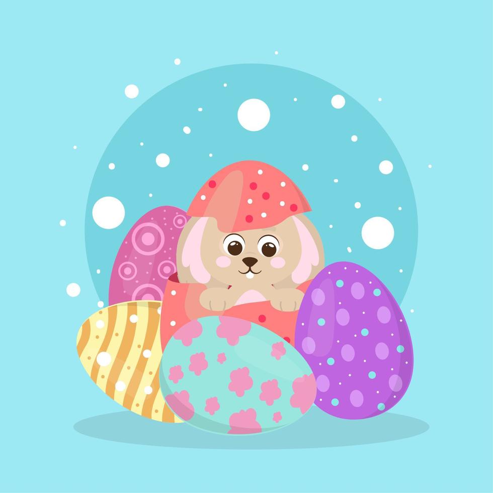 cute bunny inside egg vector