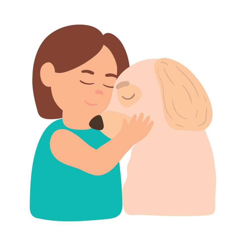 woman caring a dog vector