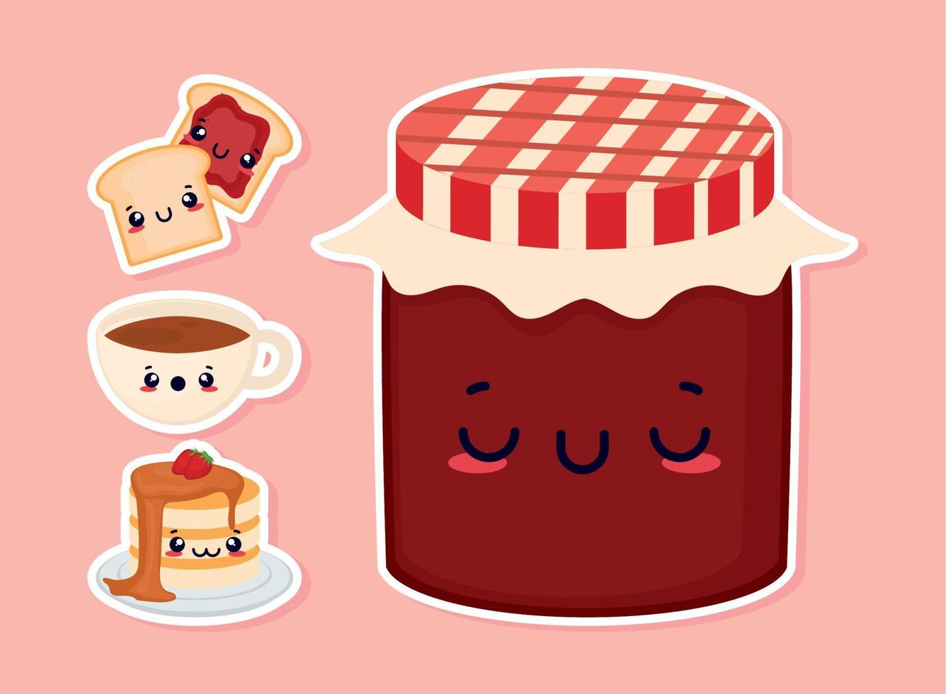 breakfast food kawaii vector