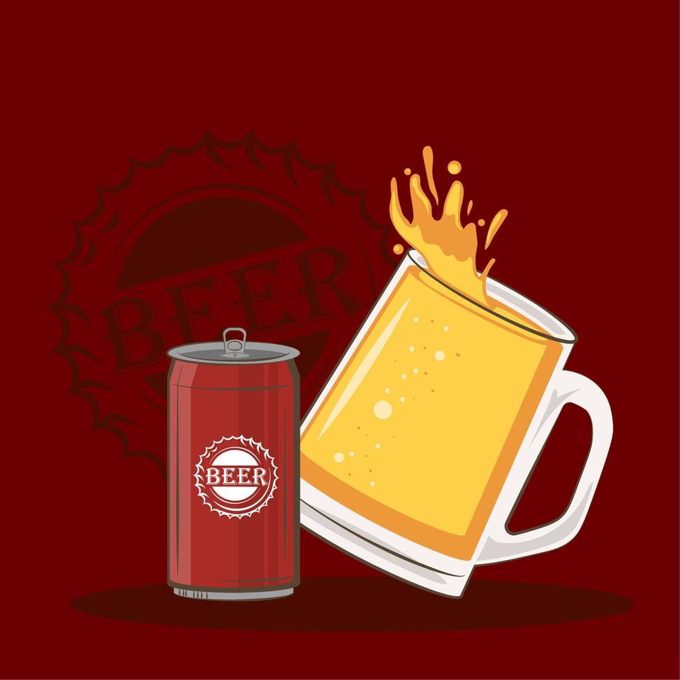 canned beer and mug vector