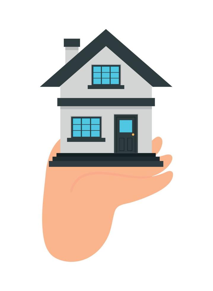 hand holding house vector