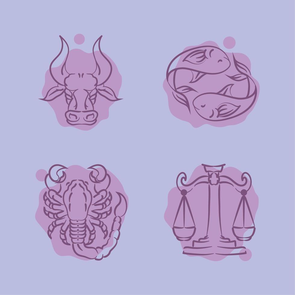 iconos, zodiaco, astrología vector