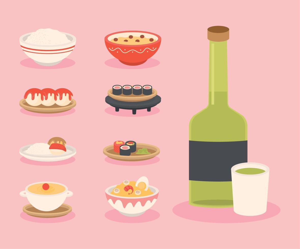 icons japanese food vector