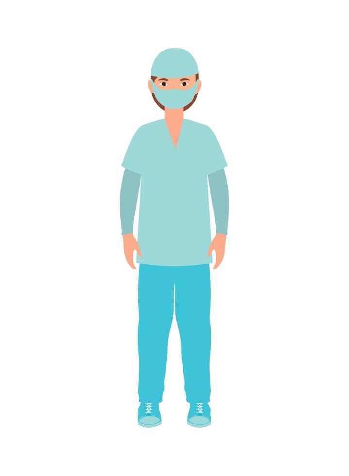 physician with medical mask vector